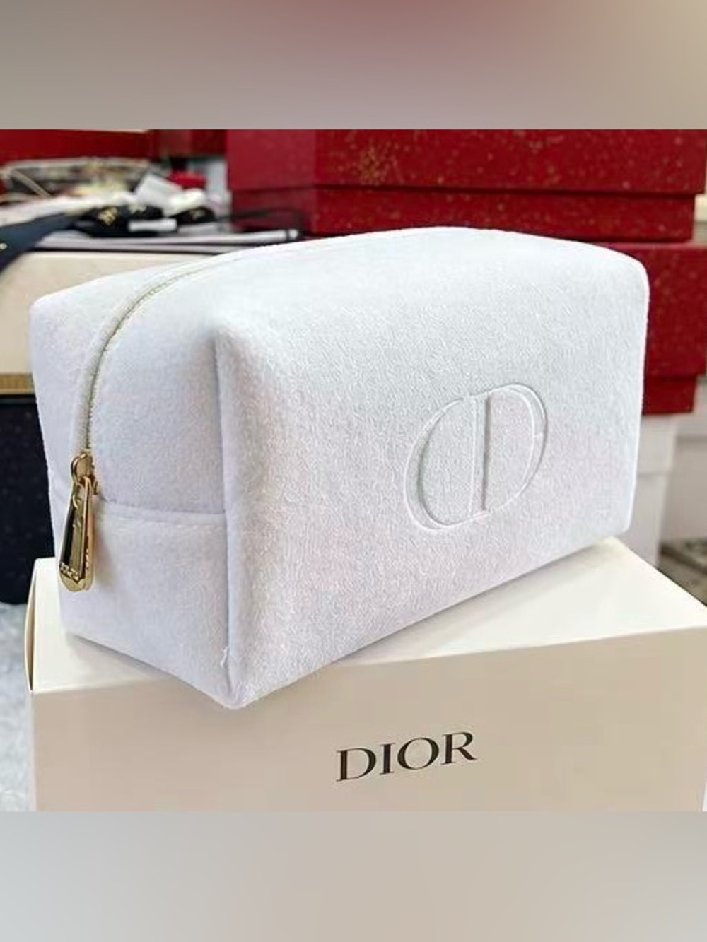 Dior Beauty Cosmetic Pouch with Gold Zipper